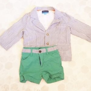 Andy & Evan navy seersucker jack and shorts